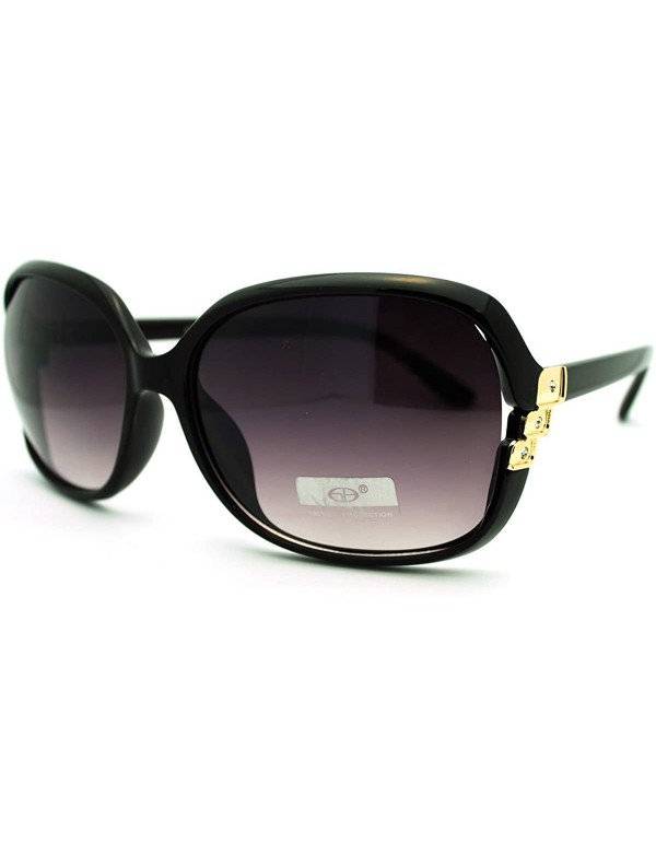Square Oversized Square Sunglasses for Women Elegant Rhinestone Design - Black Gold - C111GBS7OS3 $8.70