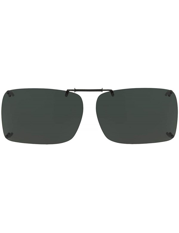 Rectangular Haven-F REC Polarized Rectangular Clip On Sunglasses- Gray- 54 mm - C6196GS5NSE $17.39