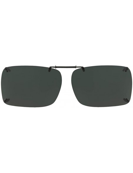 Rectangular Haven-F REC Polarized Rectangular Clip On Sunglasses- Gray- 54 mm - C6196GS5NSE $17.39