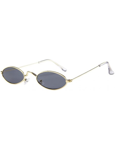 Oval Mens Womens Retro Small Oval Sunglasses Metal Frame Shades Eyewear Sunglasses - E - CC196DKQCGZ $11.06
