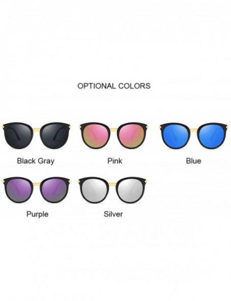 Cat Eye New Vintage Black Cat Eye Sunglasses Women Fashion Brand Designer Mirror Cateye Sun Glasses UV400 - Blue - CB18W7C63O...
