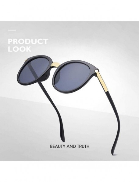 Cat Eye New Vintage Black Cat Eye Sunglasses Women Fashion Brand Designer Mirror Cateye Sun Glasses UV400 - Blue - CB18W7C63O...