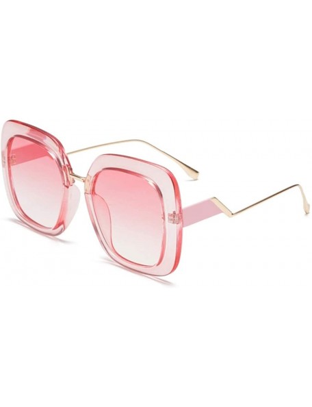 Semi-rimless Double Color Square Sunglasses Men Women Gradient Frame UV400 Vintage Glasses - Clear Pink - CK18T0A5CYG $11.61