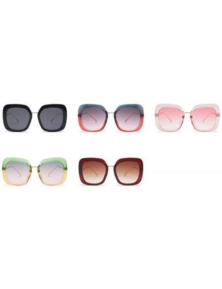 Semi-rimless Double Color Square Sunglasses Men Women Gradient Frame UV400 Vintage Glasses - Clear Pink - CK18T0A5CYG $11.61