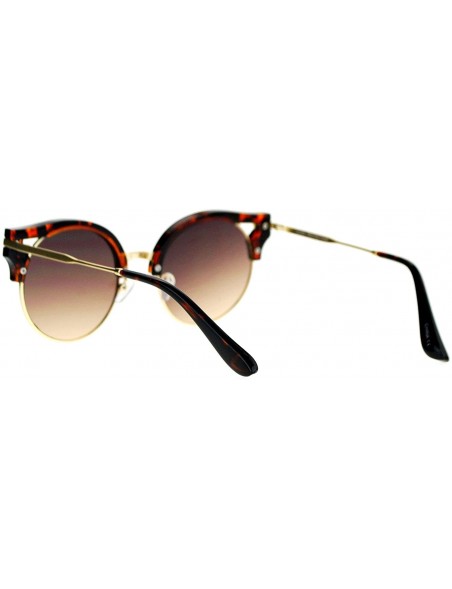 Round Womens Fashion Sunglasses Wing Topped Round Circle Designer Frame - Tortoise - CY189Y3A4N5 $9.69
