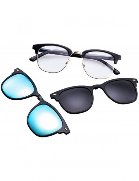 Semi-rimless Polarized Clip On Sunglasses with Clear Lens Blue Light Blocking Glasses - CC18LXYDX9W $16.60
