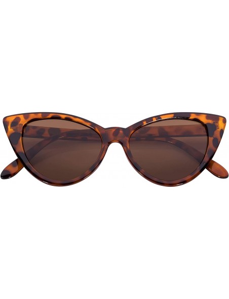 Cat Eye Stylish Fashion Vintage Cat Eye Sunglasses UV Protection - Leopard Frame / Brown Lens - CQ12IROIRQL $8.89