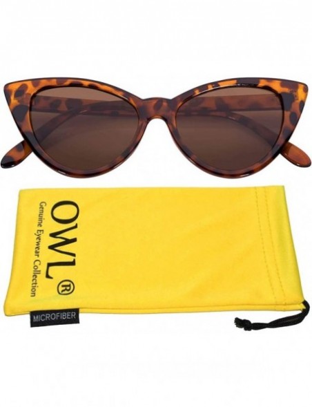 Cat Eye Stylish Fashion Vintage Cat Eye Sunglasses UV Protection - Leopard Frame / Brown Lens - CQ12IROIRQL $8.89