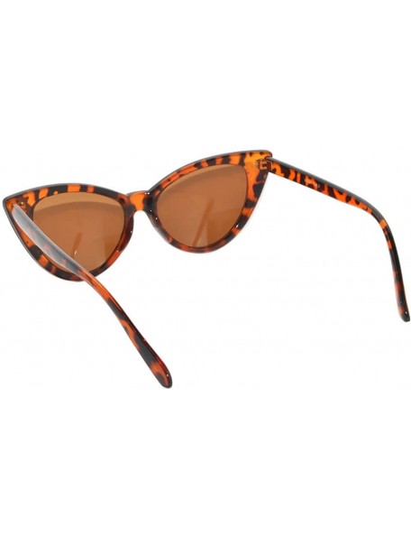 Cat Eye Stylish Fashion Vintage Cat Eye Sunglasses UV Protection - Leopard Frame / Brown Lens - CQ12IROIRQL $8.89