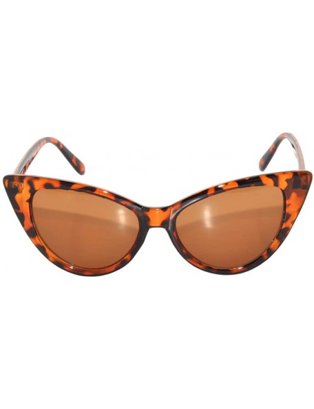 Cat Eye Stylish Fashion Vintage Cat Eye Sunglasses UV Protection - Leopard Frame / Brown Lens - CQ12IROIRQL $8.89