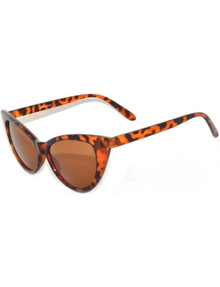 Cat Eye Stylish Fashion Vintage Cat Eye Sunglasses UV Protection - Leopard Frame / Brown Lens - CQ12IROIRQL $8.89