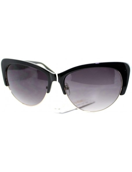 Oval Womens Fashion Sunglasses Retro Plastic Top Oval Cateye Frame - Black - C011V3V9MP1 $9.69