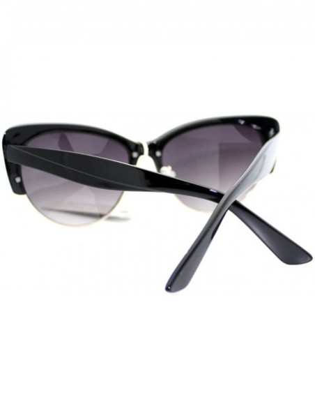 Oval Womens Fashion Sunglasses Retro Plastic Top Oval Cateye Frame - Black - C011V3V9MP1 $9.69