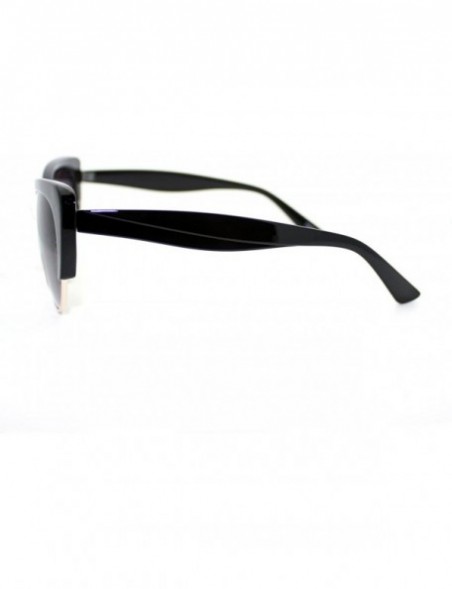 Oval Womens Fashion Sunglasses Retro Plastic Top Oval Cateye Frame - Black - C011V3V9MP1 $9.69