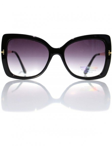 Oversized SIMPLE Oversized Butterfly Two Tone Lens Sunglasses for Women - Black - CP18ZTYHE6W $8.51