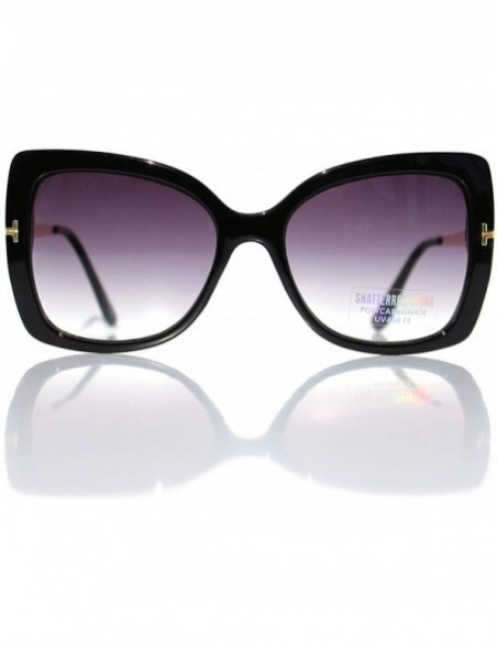 Oversized SIMPLE Oversized Butterfly Two Tone Lens Sunglasses for Women - Black - CP18ZTYHE6W $8.51
