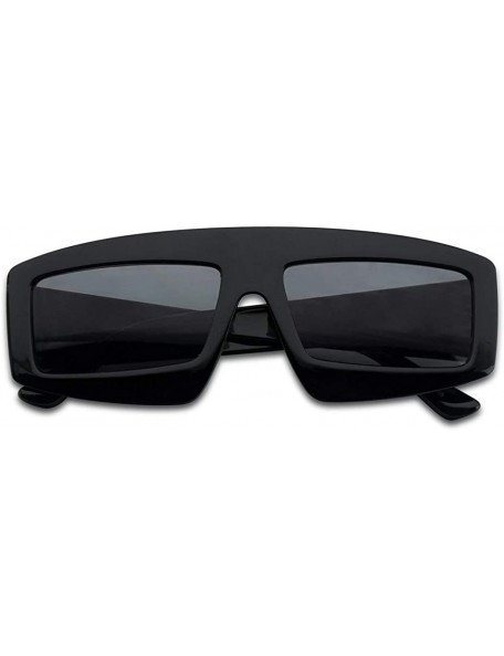 Rectangular Futuristic Chunky Rectangular Sleek Sunglasses Retro Unisex Style Assorted Color Glasses - Black Frame - Black - ...