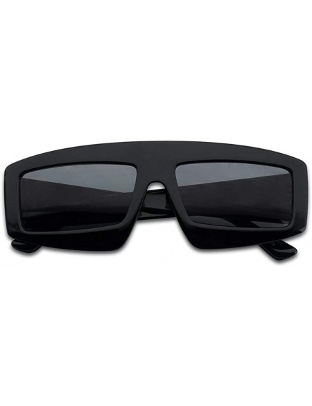 Rectangular Futuristic Chunky Rectangular Sleek Sunglasses Retro Unisex Style Assorted Color Glasses - Black Frame - Black - ...