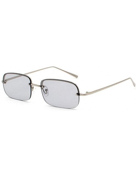 Rectangular New fashion trend ocean film unisex small frame rectangular metal half frame sunglasses - Grey - CS18T8TRQ9W $9.66