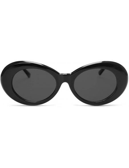 Oval Retro Unisex Sunglasses UV400 - Resin Oval Lens + Plastic Frame Clout Goggles - Black&transparent Red - CC1882DXIOW $7.98