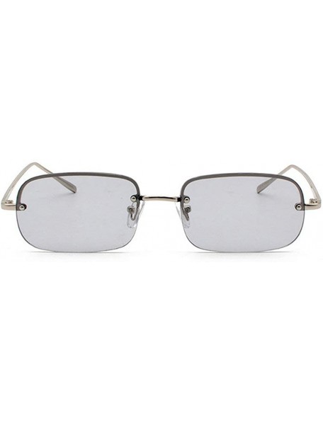 Rectangular New fashion trend ocean film unisex small frame rectangular metal half frame sunglasses - Grey - CS18T8TRQ9W $9.66