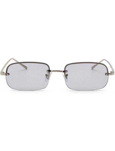 Rectangular New fashion trend ocean film unisex small frame rectangular metal half frame sunglasses - Grey - CS18T8TRQ9W $9.66