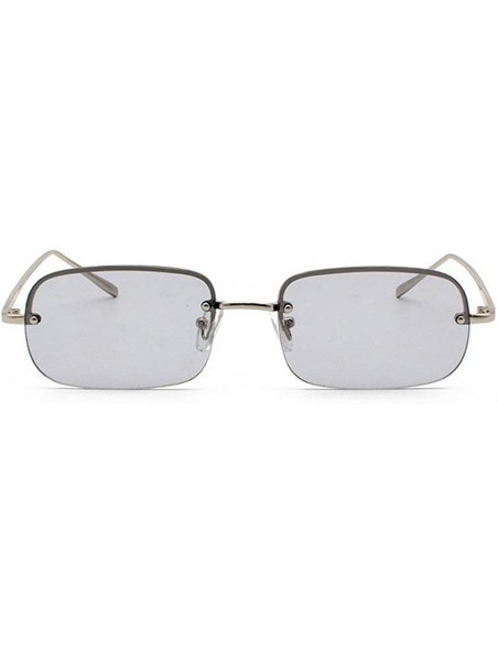 Rectangular New fashion trend ocean film unisex small frame rectangular metal half frame sunglasses - Grey - CS18T8TRQ9W $9.66