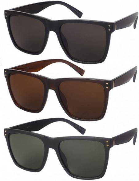 Square 80s Horned Rim Sunglasses for Men Women Square Sunglass Polarized Lens 541076 - Matte Black Frame - CJ1827IKWA2 $8.13