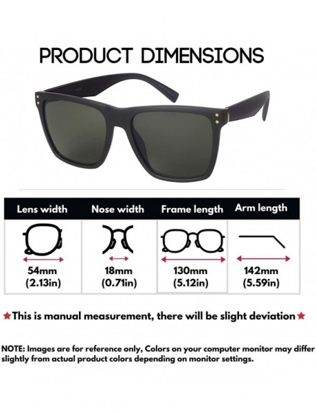 Square 80s Horned Rim Sunglasses for Men Women Square Sunglass Polarized Lens 541076 - Matte Black Frame - CJ1827IKWA2 $8.13