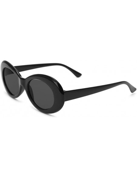 Oval Retro Unisex Sunglasses UV400 - Resin Oval Lens + Plastic Frame Clout Goggles - Black&transparent Red - CC1882DXIOW $7.98