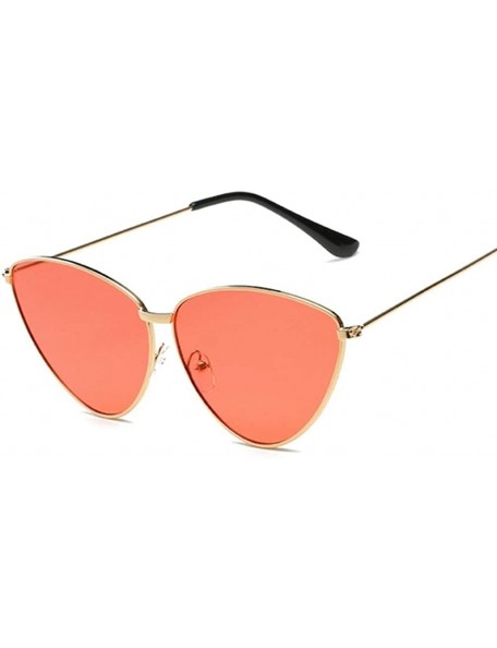 Cat Eye Women Metal Frame Cat Eye Sunglasses UV400 Mirror Sun Glasses Female Vintage Eyewear - Goldred - CY199GCCG3T $9.40