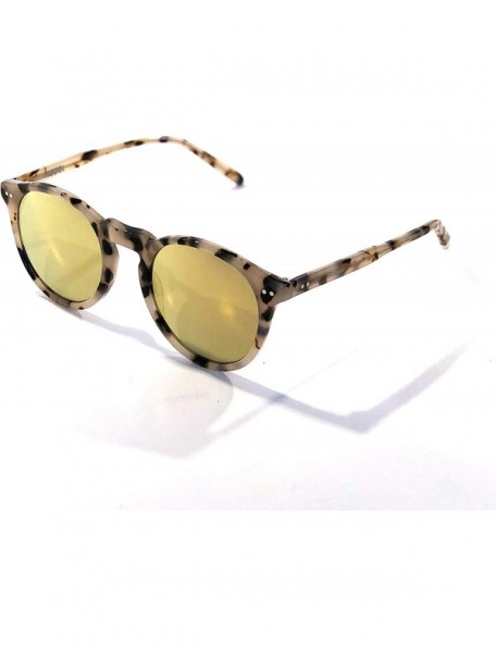 Round Women's Sunglasses - "The Joan" Designer Sunglasses with Mirrored Lenses - Blonde Tortoise - CM187QN0946 $48.81