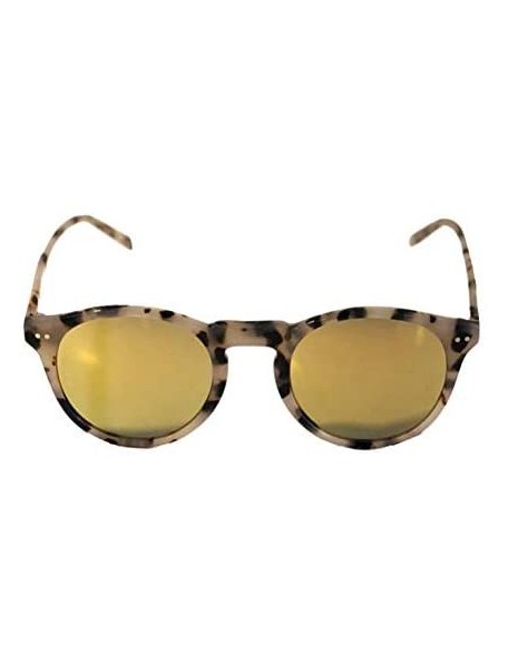 Round Women's Sunglasses - "The Joan" Designer Sunglasses with Mirrored Lenses - Blonde Tortoise - CM187QN0946 $20.00