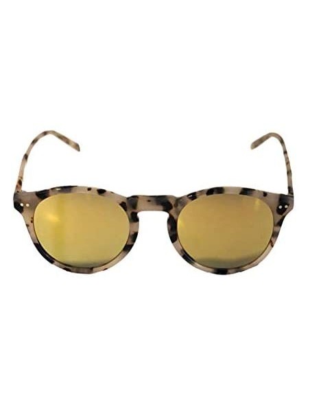 Round Women's Sunglasses - "The Joan" Designer Sunglasses with Mirrored Lenses - Blonde Tortoise - CM187QN0946 $20.00