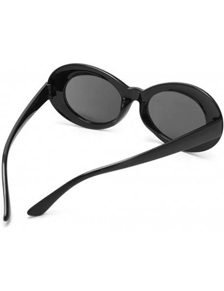 Oval Retro Unisex Sunglasses UV400 - Resin Oval Lens + Plastic Frame Clout Goggles - Black&transparent Red - CC1882DXIOW $7.98