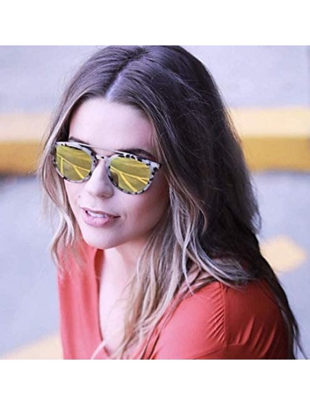 Round Women's Sunglasses - "The Joan" Designer Sunglasses with Mirrored Lenses - Blonde Tortoise - CM187QN0946 $20.00