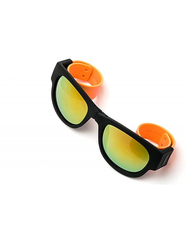 Sport Folding Retro Design for Action Sports Easy to Store Sunglasses - Yellow/Orange - C717Y0RC03Y $12.39