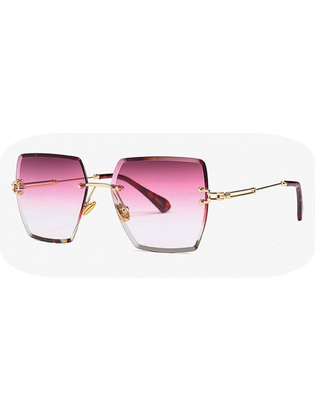 Semi-rimless Womens RimlSunglasses Metal Gradient Lens Brown Black Square Sun Glasses Accessories Summer 2018 - Purple Pink -...