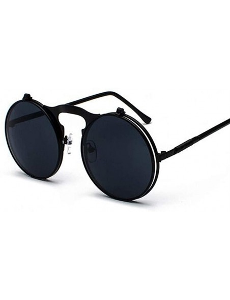 Sport Metal Steampunk Sunglasses Men Women Round Glasses Retro Frame Vintage Sun Glasses Male - Blackgray - C4198XZ3LT2 $10.97