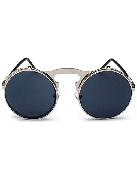 Sport Metal Steampunk Sunglasses Men Women Round Glasses Retro Frame Vintage Sun Glasses Male - Blackgray - C4198XZ3LT2 $10.97