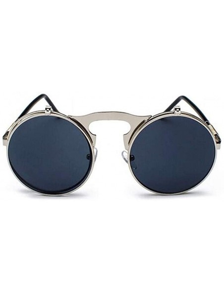 Sport Metal Steampunk Sunglasses Men Women Round Glasses Retro Frame Vintage Sun Glasses Male - Blackgray - C4198XZ3LT2 $10.97