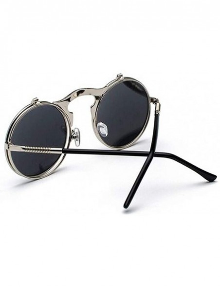 Sport Metal Steampunk Sunglasses Men Women Round Glasses Retro Frame Vintage Sun Glasses Male - Blackgray - C4198XZ3LT2 $10.97