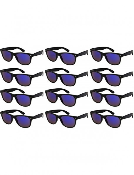 Wayfarer Wholesale 80's Retro Style Horned Rim Sunglasses Unisex Spring Hinge -12 Pack - C118IRLYAC6 $30.92