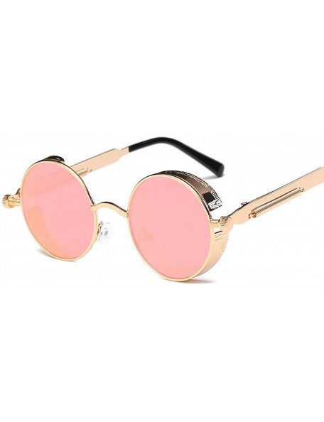 Round Metal Round Steampunk Sunglasses Men Women Fashion Glasses Retro Frame Vintage UV400 - 6 - CA19858RNNR $25.92