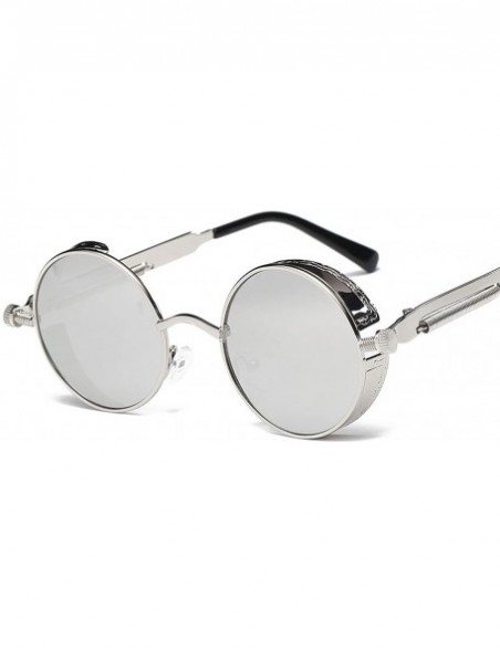 Round Metal Round Steampunk Sunglasses Men Women Fashion Glasses Retro Frame Vintage UV400 - 6 - CA19858RNNR $25.92