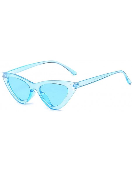 Cat Eye Cat Eyes Sunglasses for Women - Vintage Ladies Triangular Glasses Goggle - Blue/Blue - CL18ET9XETD $9.02