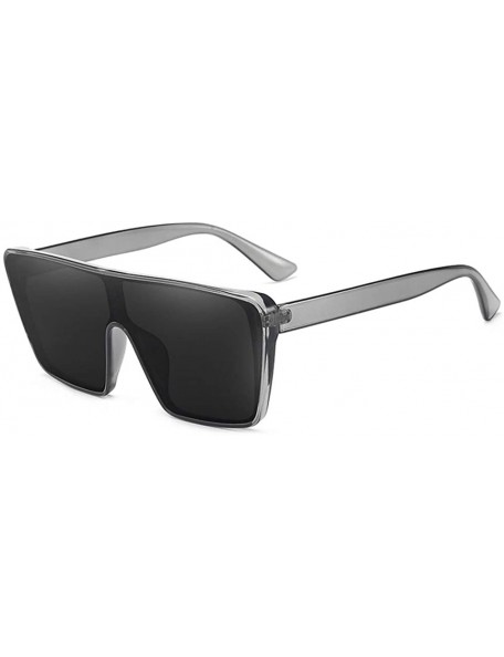 Oversized Large Retro Style Square Sunglasses - Clear Black - CU18XIELYIM $15.89