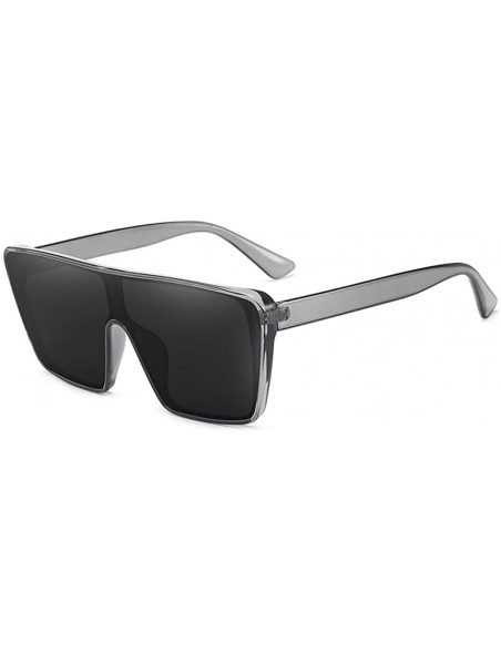 Oversized Large Retro Style Square Sunglasses - Clear Black - CU18XIELYIM $15.89