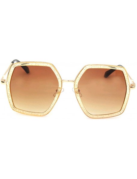 Aviator Oversized Square Sunglasses Women Vintage UV Protection?irregular Brand Designer Shades - CK18E3ESGS9 $12.71