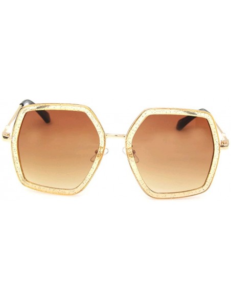 Aviator Oversized Square Sunglasses Women Vintage UV Protection?irregular Brand Designer Shades - CK18E3ESGS9 $12.71